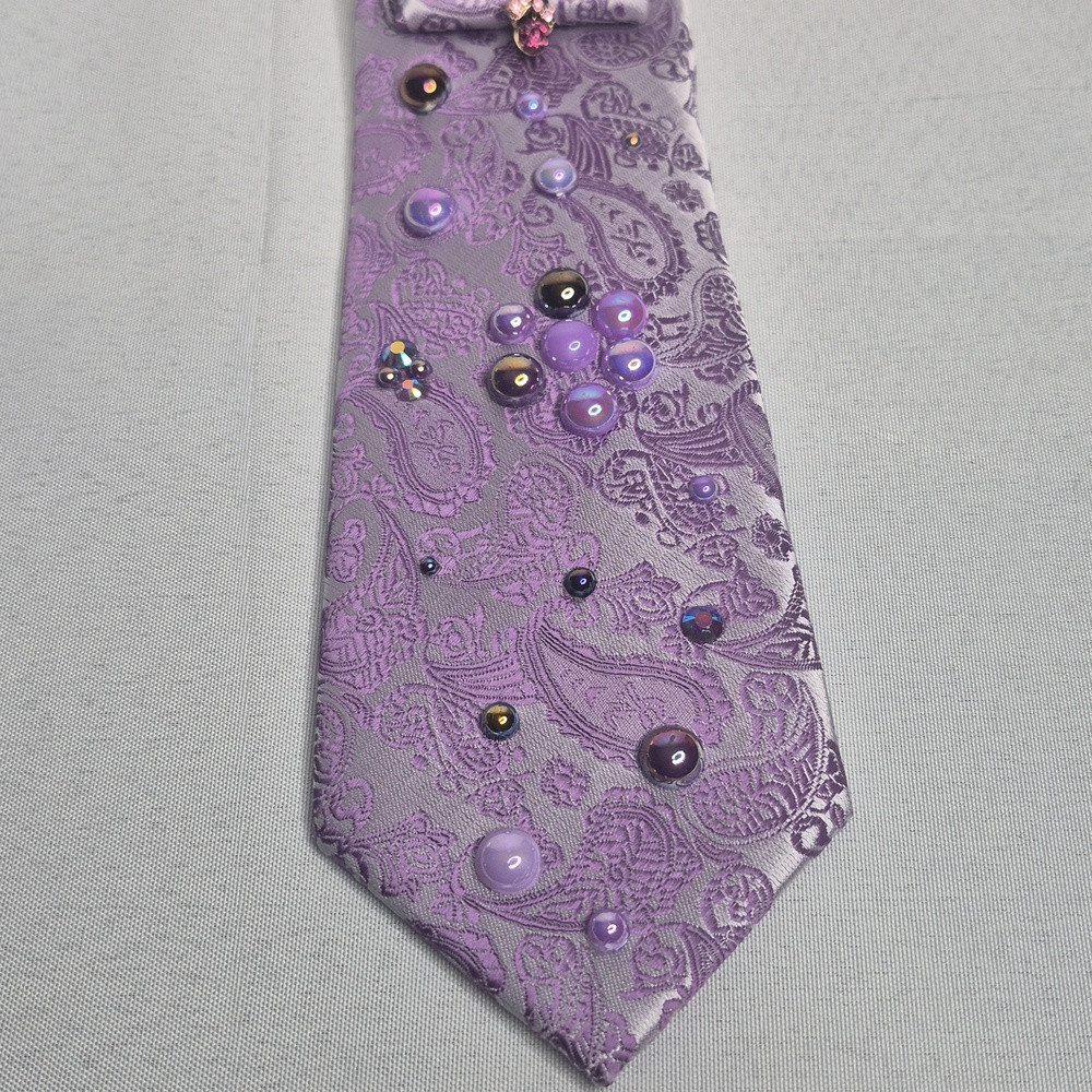 Handcrafted Luxury Fashion Necktie Necklace ๐ฟ (PURPLE - LICIOUS) - Picture 10 of 14